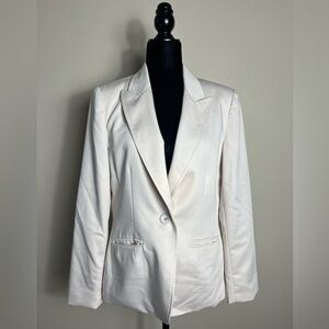 Women's Cream Blazer Modern Fit Business Work Suit Ivory Jacket White Bridal Mom